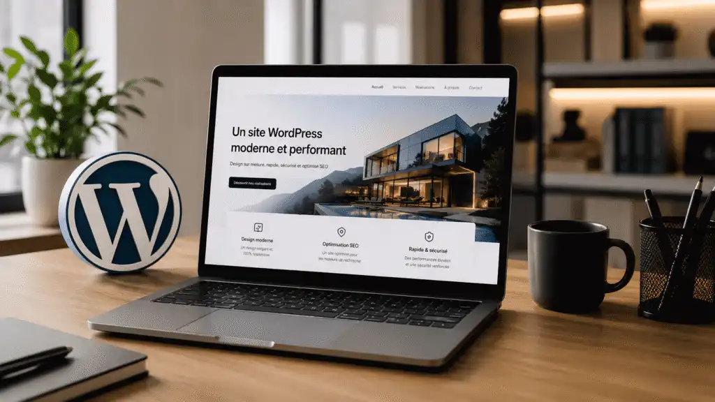Création de site WordPress professionnel avec design moderne, optimisation SEO et expérience utilisateur performante.