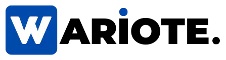 Logo Wariote Agency noir avec symbole W bleu et nom de l'entreprise.