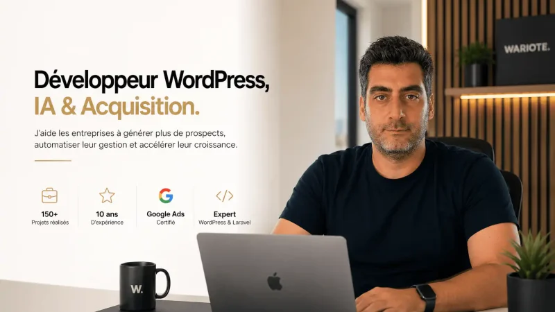 Jonathan Boukhris, développeur WordPress et expert en automatisation IA, Google Ads et création de tunnels de vente pour les entreprises.